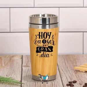 Vaso Térmico de Acero Inoxidable y Bambú 450 ml | En Costa Rica